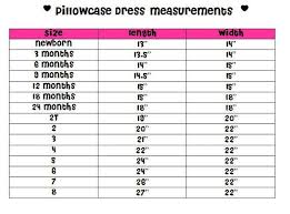 pillowcase dress size chart bing images pillowcase dress