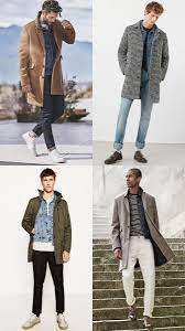 How To Wear A Denim Jacket Under An Overcoat Winter Outfits Men Overcoat Men Casual Winter Outfits