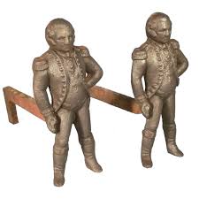 Pair Of Antique 19th Century Folk Art Cast Iron George Washington