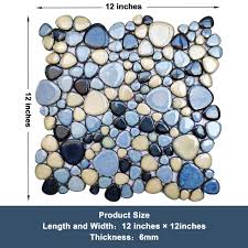 Pebbles Tile for Shower Floor Summer Blue Mosaic Tiles for Bathroom Fl –  Blujellyfish