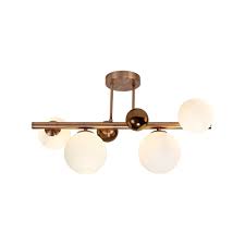 Compared to other light fixtures such as table. 4 Lt Semi Flush Ceiling Copper Opal Glass Globes Lighting Company Uk