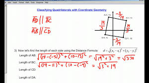 Classifying Quadrilaterals With Coordinate Geometry Youtube