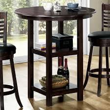 piety round top bar table cappuccino two shelves dcg stores bar height dining table bar table pub table and chairs