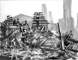 Destroyed City Drawing Google Search City Drawing Drawings City