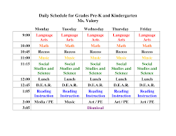 kindergarten daily schedule template daily schedule for