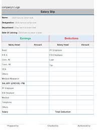 The payslip template excel should start by presenting the employee's name and address, included on the template for identification purposes. 50 Salary Slip Templates For Free Excel And Word Templatehub