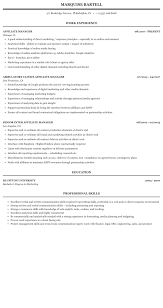 affiliate manager resume sample