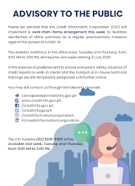 We did not find results for: Advisory To The Public Re Covid 19 Threat 14 July 2020 Credit Information Corporation