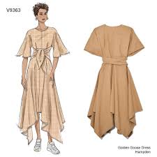 Sew The Look Tm Make This Very Easy Vogue Shaped Hem Dress With V9363 Using Crepe Linen Linen Dress Pattern Vogue Sewing Patterns Fashion Sketches Dresses