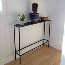 Slim Console Tables In Natural Steel Modern Console Tables Modern Living Room Furniture Slim Console Table Marble Console Table Console Table