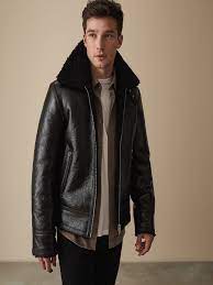 Pin On Men Black Shearling Leather Jacket
