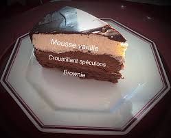 Entremets Brownie Croustillant Speculoos Et Mousse Vanille Mousse Vanille Gateau Chocolat Croustillant Gateau Mousse Chocolat