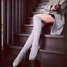 Over Knee High Cable Knit Thick Wool Socks Grey Etsy Warm Socks Winter Cable Knit Socks Thick Wool Socks