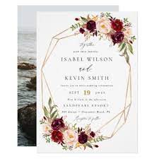 Burgundy Peony Flowers Geometric Frame Wedding Invitation Zazzle Com Geometric Wedding Invitation Wedding Frames Burgundy Wedding Invitations