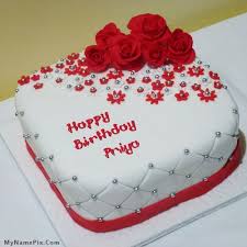 Birthday Cake Images With Name Priya The Name Priya Is Generated On Beautiful Rose Cake With Name Image Downlo Beautiful Birthday Cakes Happy Birthday Cakes For Women Happy Birthday Cake Images