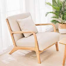 Forged by the mid century modern era gods of furniture design, these chairs were the epitome of innovation lounge chair usage: Lounge Arm Chair Mid Century Modern Accent Chair Wood Frame Armchair Beige In 2021 Mid Century Modern Accent Chairs Modern Accent Chair Mid Century Modern Chair