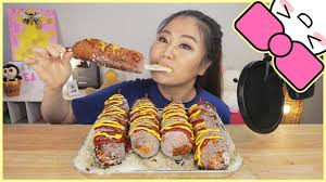 If you put the cheese in the freezer for a few minutes, it will be easier to skewer it. Korean Mozzarella Cheese Corn Dogs Mukbang Cookbang Fail Youtube