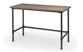 We have felt pads and leveling glides (you need to drill holes at bottom of table legs by yourself) Carnegie Pipe Desk Mocha Elm Black Pipe Legs Landlord Furniture Uk