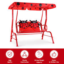 I have an old aluminum lawn swing which needed a new canopy. Costway Kids Patio Swing Chair Children Porch Bench Canopy 2 Person Yard Furniture Red Walmart Com Walmart Com