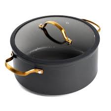 Thyme Table 5qt Nonstick Dutch Oven Black And Gold Walmart Com In 2020 Pots And Pans Sets Gold Kitchen Nonstick Cookware