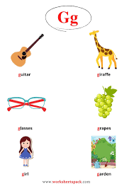 The grass is green · girl: Words Begin With The Letter G Alphabet Activities Preschool Letter G Letters For Kids