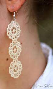 How To Make Diy Lace Earrings Three Easy Steps Diy Lace Earrings Diy Earrings Making Lace Earrings