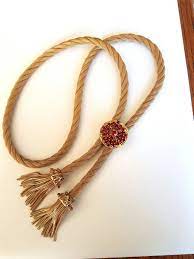 Vintage Lariat Style Slide Tassel Necklace Adjustable Mesh Rope Chain Necklce Red And Amber Rhinestones Lariat Style Necklace Tassel Necklace Lariat Style