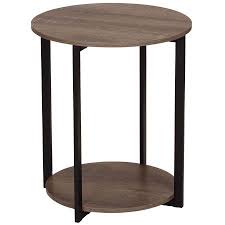Household Essentials Ashwood Low Round Side Table With Storage Shelf Walmart Com Side Table With Storage Household Essentials End Tables