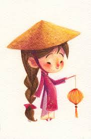 Lil Vietnamese Girl Late Birthday Gift For A Friend Illustration Art Kids Vietnam Art Cartoon Character Design