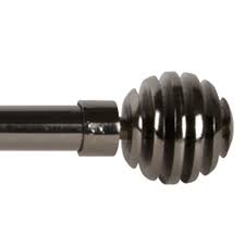 Tringle De Vitrage Extensible 120 210 Cm Embout Boule Strie Noir Tringles Et Accessoires Rideau Et Voilage Linge De Maison Gifi