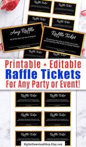 Raffle Ticket Template Editable Printable Gold And Black Etsy Raffle Tickets Template Raffle Tickets Printable Custom Raffle Tickets