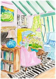 Home Art Painting Acrylic Wall Art Lovely Room For Readers Sail Boat Art Sweet Room Decor Pink Chair Art Home Decor Original Ar Painting Art Sailboat Painting