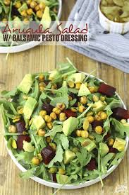 Arugula Salad With Balsamic Pesto Dressing The Healthy Maven Pesto Dressing Healthy The Healthy Maven