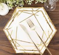 Amazon.com: Efavormart 25 Pack | 9" White/Gold Hexagon ...
