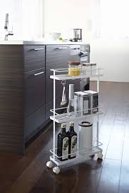Yamazaki Home Official Site Yamazaki Home Tower Rolling Slim Bathroom Cart With Handle In 2020 Slim Kitchen Storage White Kitchen Storage Kitchen Storage Cart