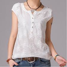 Camisa De Seda Feminina Manga Curta Pin Em Blusas
