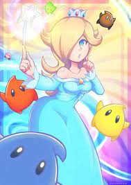 rosalina blue luma yellow luma polari green luma red luma and kirby super mario art mario art mario fan art