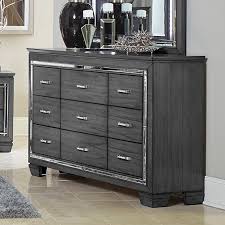The headboard features a grey padded headboard with led lights. Allura Panel Bedroom Set W Led Lighting Gray Homelegance Furniture Cart