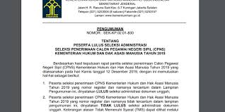 Cpns.kemenkumham.go.id 2021/2022 download lampiran pengumuman skd cpns p1tl.pdf akhirnya kabar yang dinantikan sudah tiba, kemenkumham resmi mengeluarkan pengumuman cpns. Lolos Seleksi Administrasi Pelamar Cpns Kemenkumham Yang Lulusan Slta Wajib Verifikasi Halaman All Kompas Com
