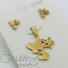 گالری زیورآلات نورا On Instagram نیم ست استیل پروانه با روکش طلای ۱۸ عیار کد 175 قیمت 36تومان Noragallery Jewelry In 2021 Jewels Jewelry Enamel Pins