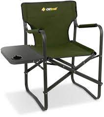 Buying a camping chair with a side table means you don't need to worry about finding a picnic table or packing a camping table for meal times. Oztrail Directors Classic Chair Side Table Snowys Outdoors