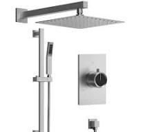 GRANDJOY 10 in. Square 2-Spray Wall Mount Dual Fixed and Handheld Shower  Head with Slide Bar, Valve 2.5 GPM in Brushed Nickel SGF10GJ-36-BN10 - The  ...