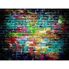 Colorful Graffiti Brick Wall Backdrop Pictorial Photography Backdrop Toiles De Fond Carreaux De Mosaique De Verre Motif Photo