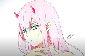 How To Draw Zero Two From Darling In The Franxx Darling In The Franxx Drawings Drawing Tutorial