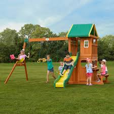 Furthermore, the quality of our wooden swing sets exceed the astm industry standards for safety. Backyard Discovery Oakmont Cedar Wooden Swing Set Walmart Com Walmart Com