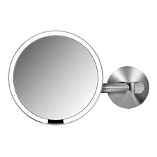 Simplehuman 14 In X 9 In Wall Mount Lighted Sensor Activated Vanity Makeup Mirror In Brushed Stainless Steel Hard Wired St3003 The Home Depot