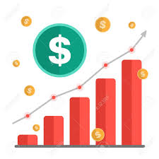 growing money concept dollar sign with chart rising arrow and