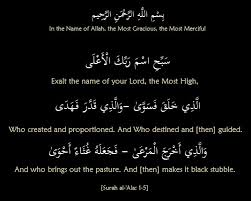 Bismillahirrahmaanirrahiim(i) dengan menyebut nama allah yang maha pemurah lagi maha penyayang. Tafseer Surah Al Ala Ayaat 1 5 Verse By Verse Qur An Study Circle