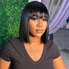 Wear Go Glueless Straight Bob Wig With Bangs Minimalist Undetectable HD  Lace Wig