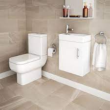 Small bathroom wall hung vanity. Minimalist Compact Wall Hung Vanity Unit With Series 600 Close Coupled Toilet At Victorian Plumbing Uk